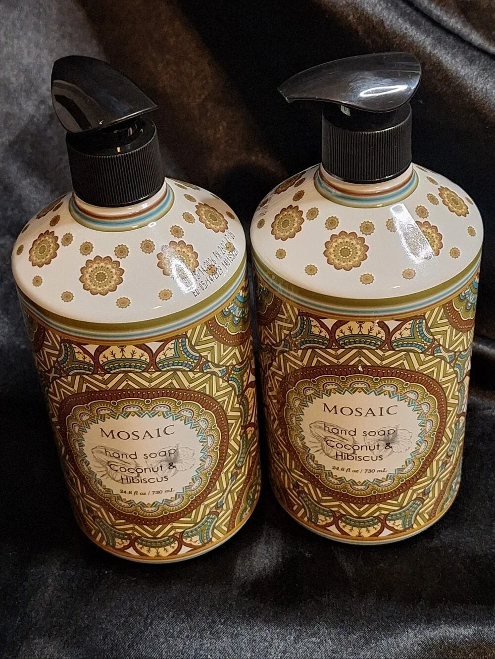 2 Pack Mosaic Hand Soap~Coconut & Hibiscus~24.6 oz Each~Pump Top~Kitchen~Bath